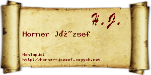 Horner József névjegykártya